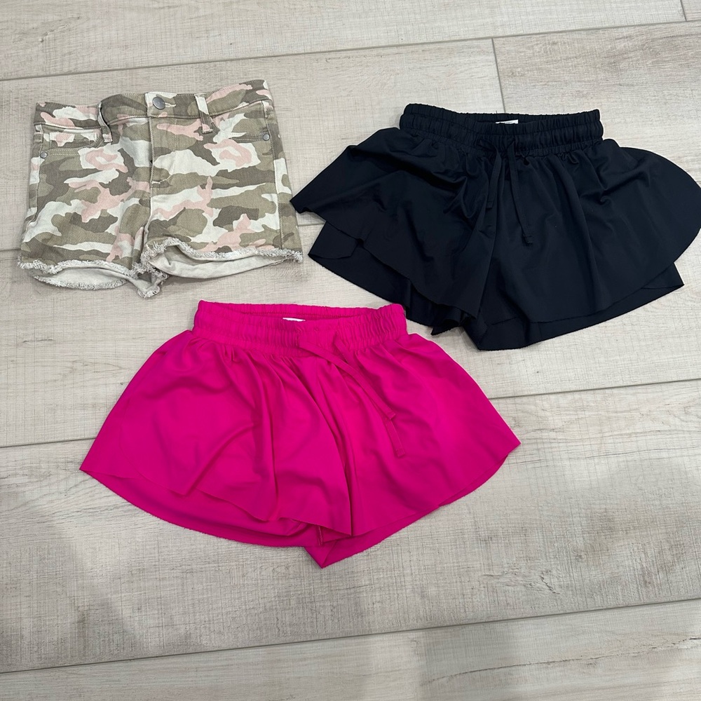 Girls lot of Joes Jean shorts size 6x and black and pink skorts size 6